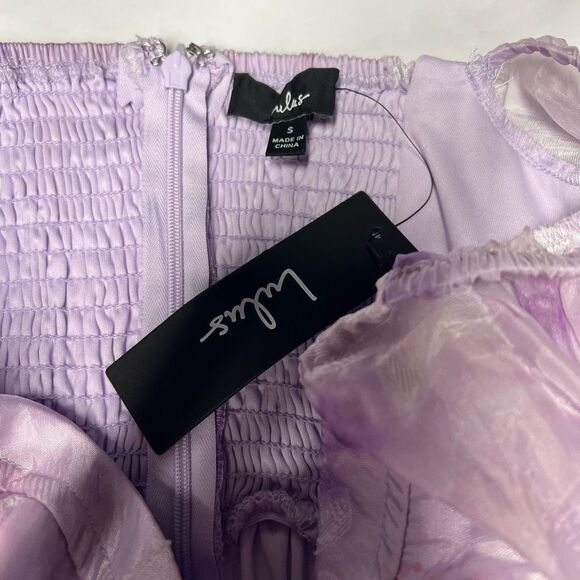 Lulus Darling Behavior Lavender Floral Burnout Puff Sleeve Mini Dress Size S NWT - Picture 9 of 14